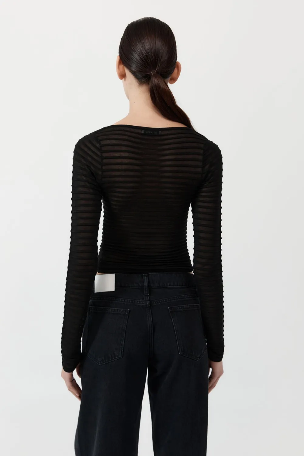 Sheer Stripe Top - Black|St. Agni Fashion