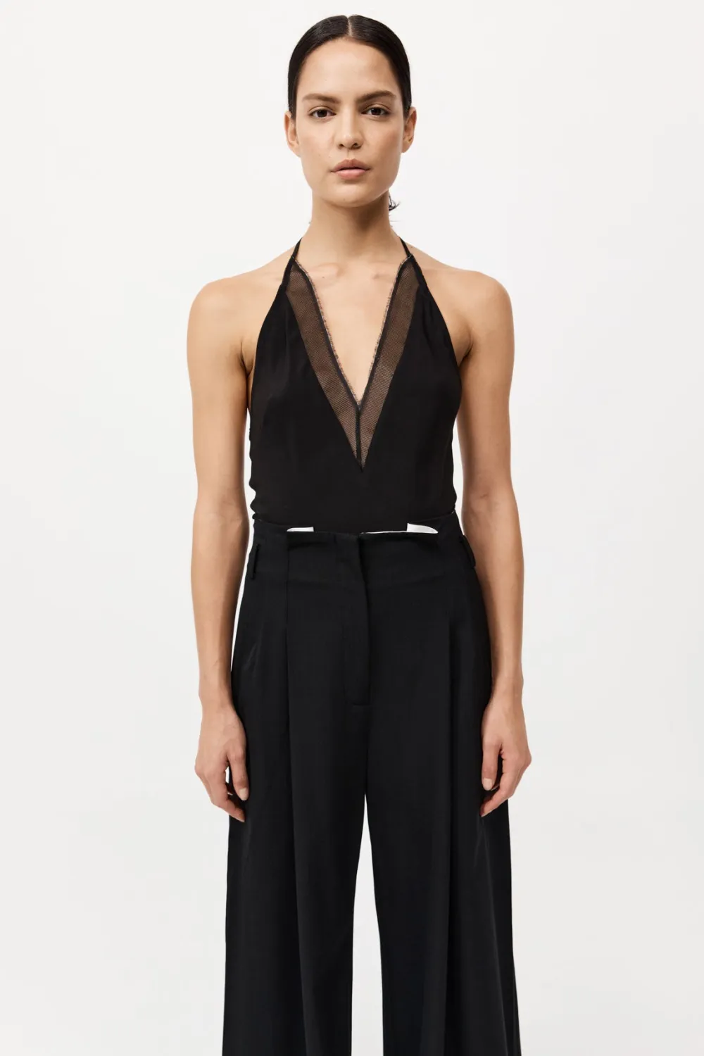 Silk Mesh Bias Top - Black|St. Agni Outlet