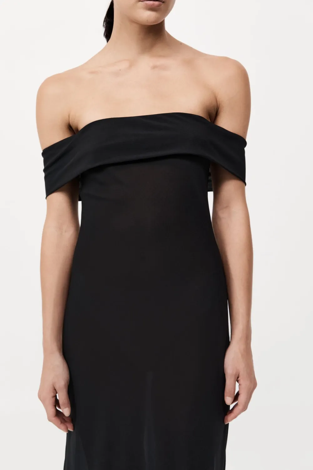 Silk Off Shoulder Dress - Black|St. Agni Online
