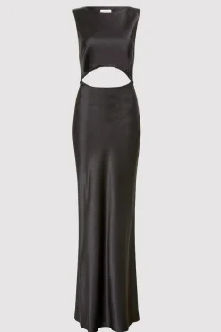 Soft Silk Cut Out Dress - Washed Black|St. Agni Clearance