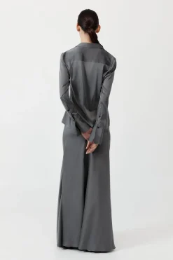 Soft Silk Maxi Skirt - Pewter Grey|St. Agni Shop