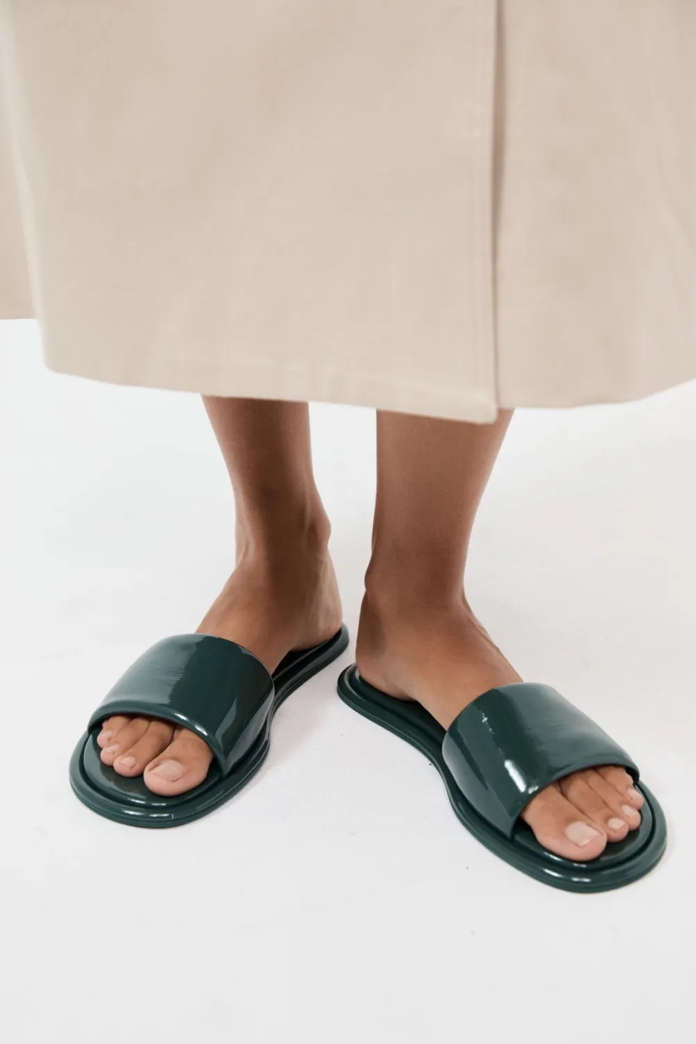 Soft Slipper - Patent Deep Green|St. Agni Outlet