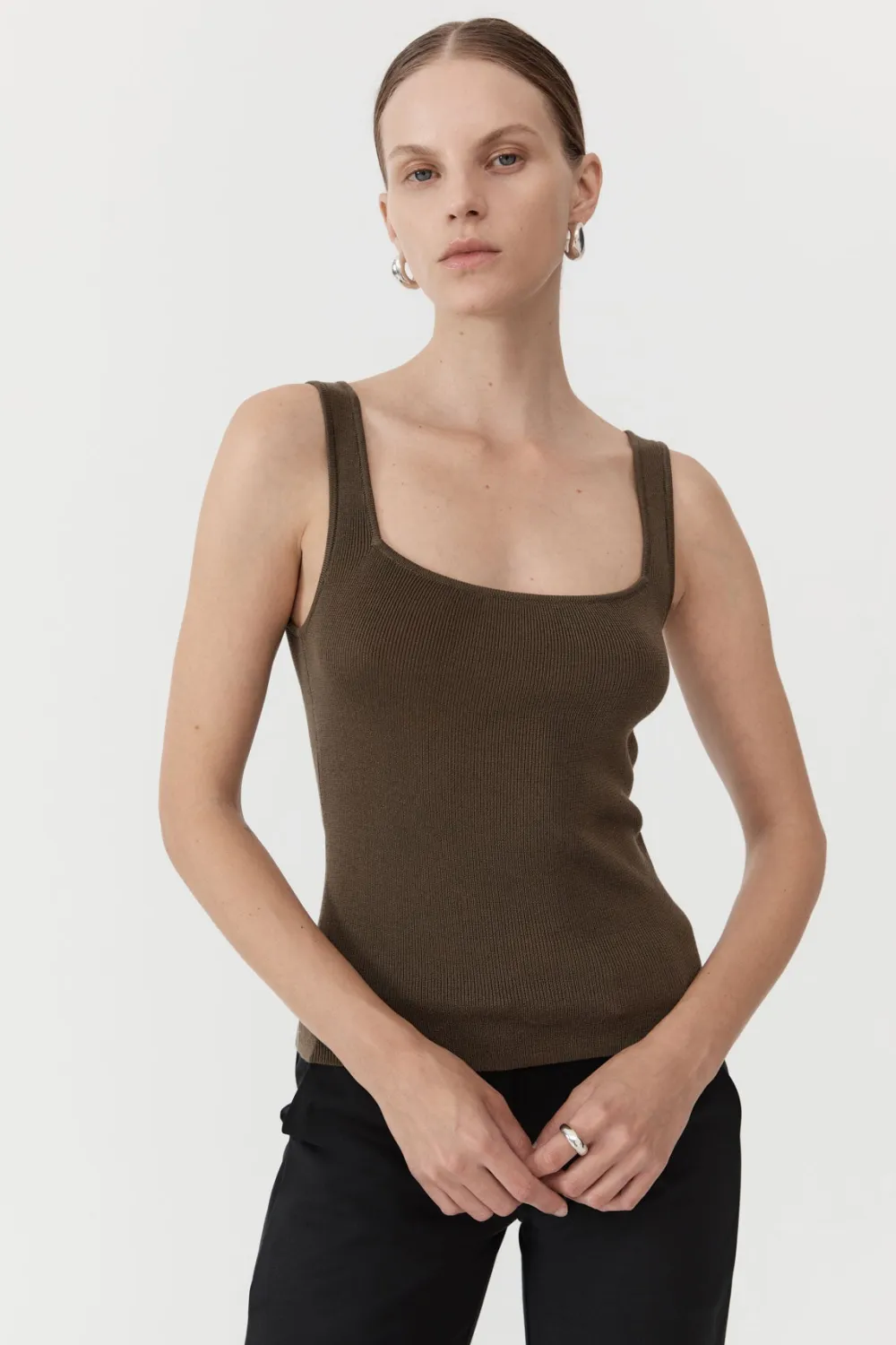Square Neck Knit Singlet -|St. Agni Store
