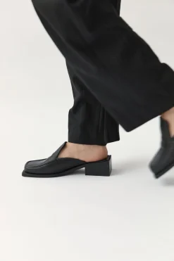 Square Toe Mule - Black|St. Agni Cheap