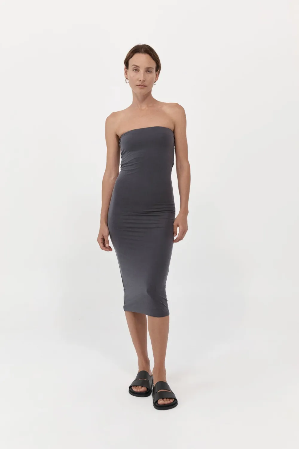Strapless Jersey Midi Dress - Graphite|St. Agni Clearance