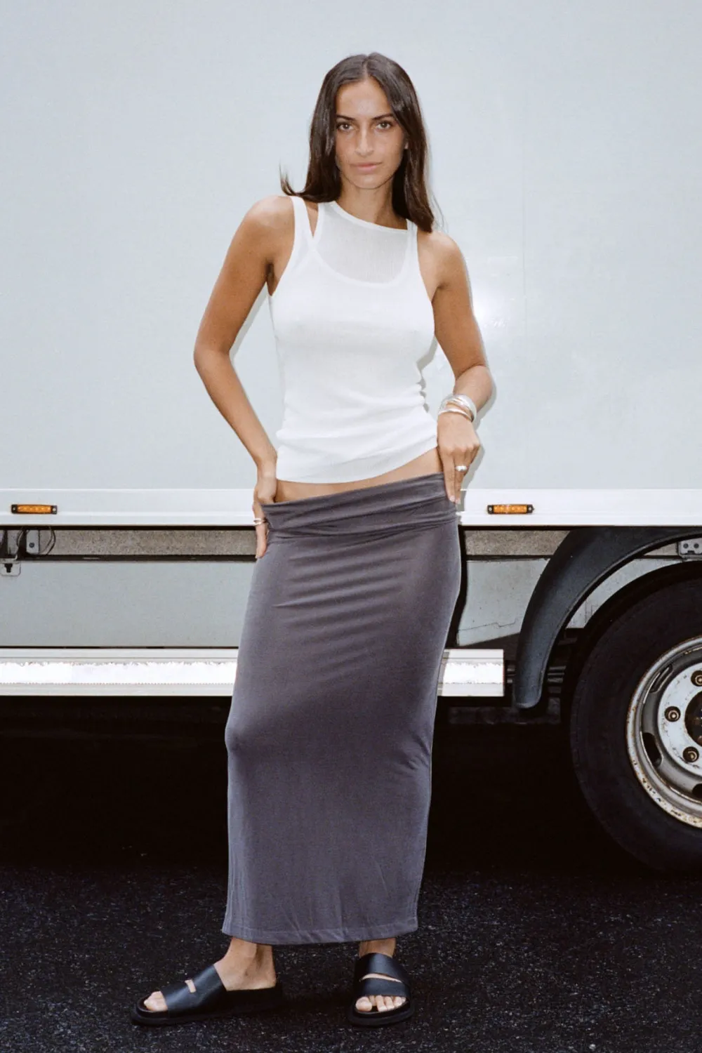 Strapless Jersey Midi Dress - Graphite|St. Agni Clearance