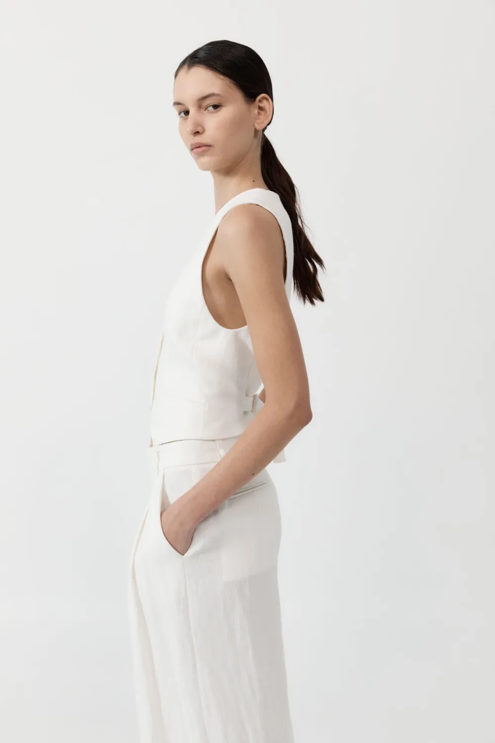 Tailored Linen Vest -|St. Agni Flash Sale