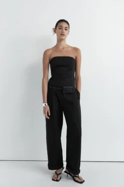 Tailored Strapless Jumpsuit - Black|St. Agni Best Sale