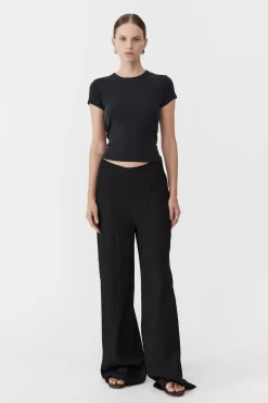 Textured Silk Pants - Black|St. Agni Shop