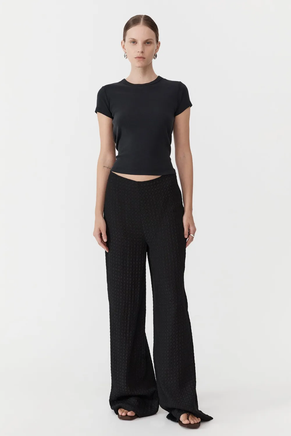 Textured Silk Pants - Black|St. Agni Shop