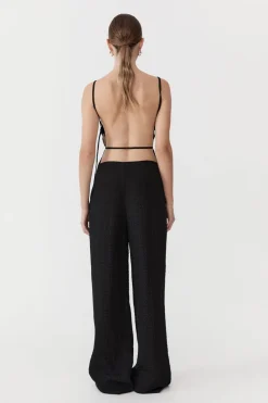 Textured Silk Pants - Black|St. Agni Shop