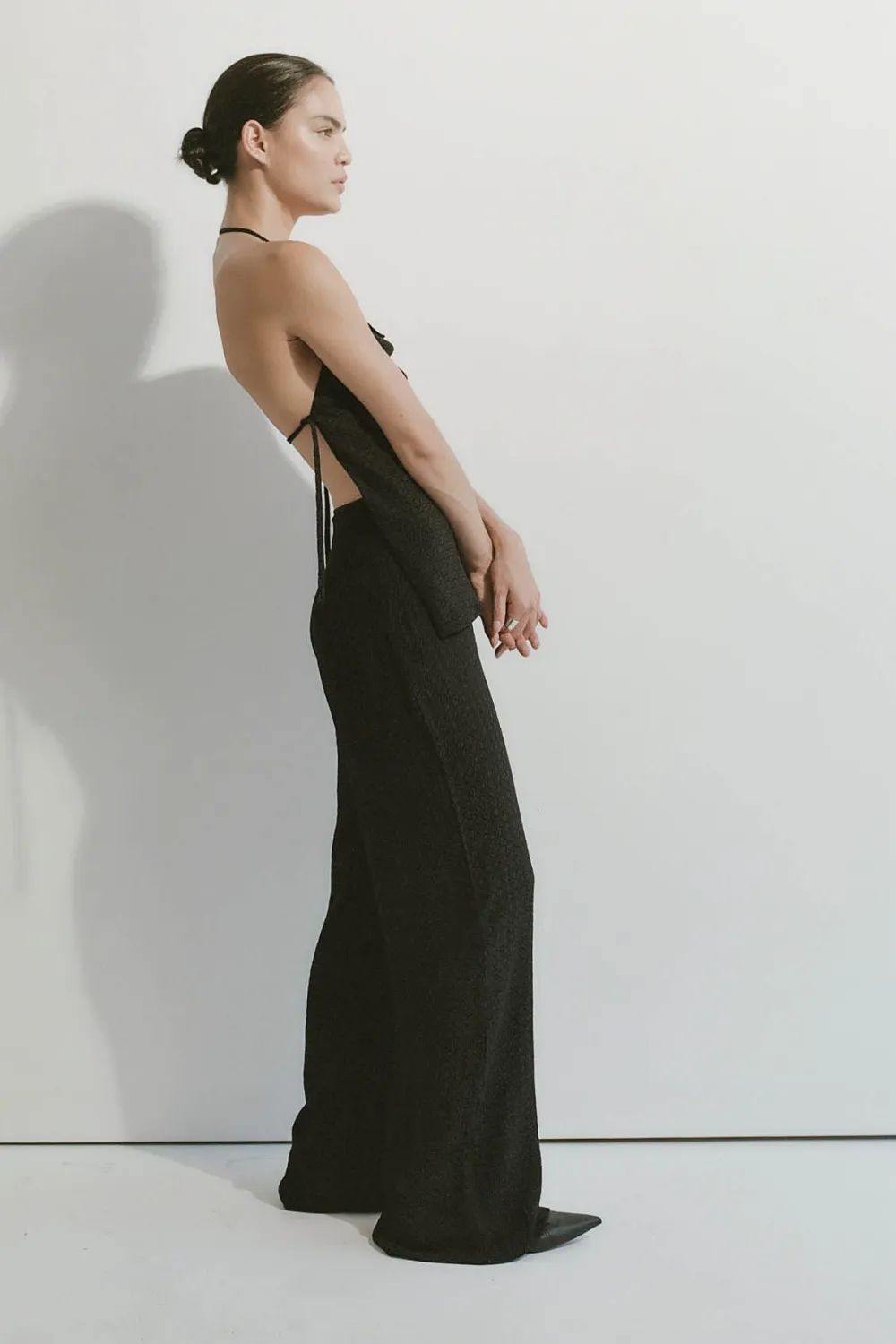 Textured Silk Pants - Black|St. Agni Shop