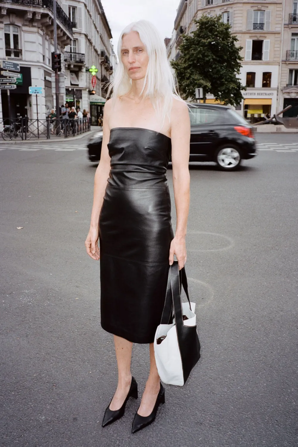 Tuck Detail Leather Dress - Black|St. Agni Discount