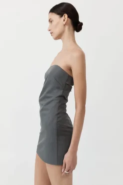 Tuck Mini Dress - Pewter Grey|St. Agni Cheap