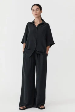Unisex Silk Shirt - Washed Black|St. Agni Store