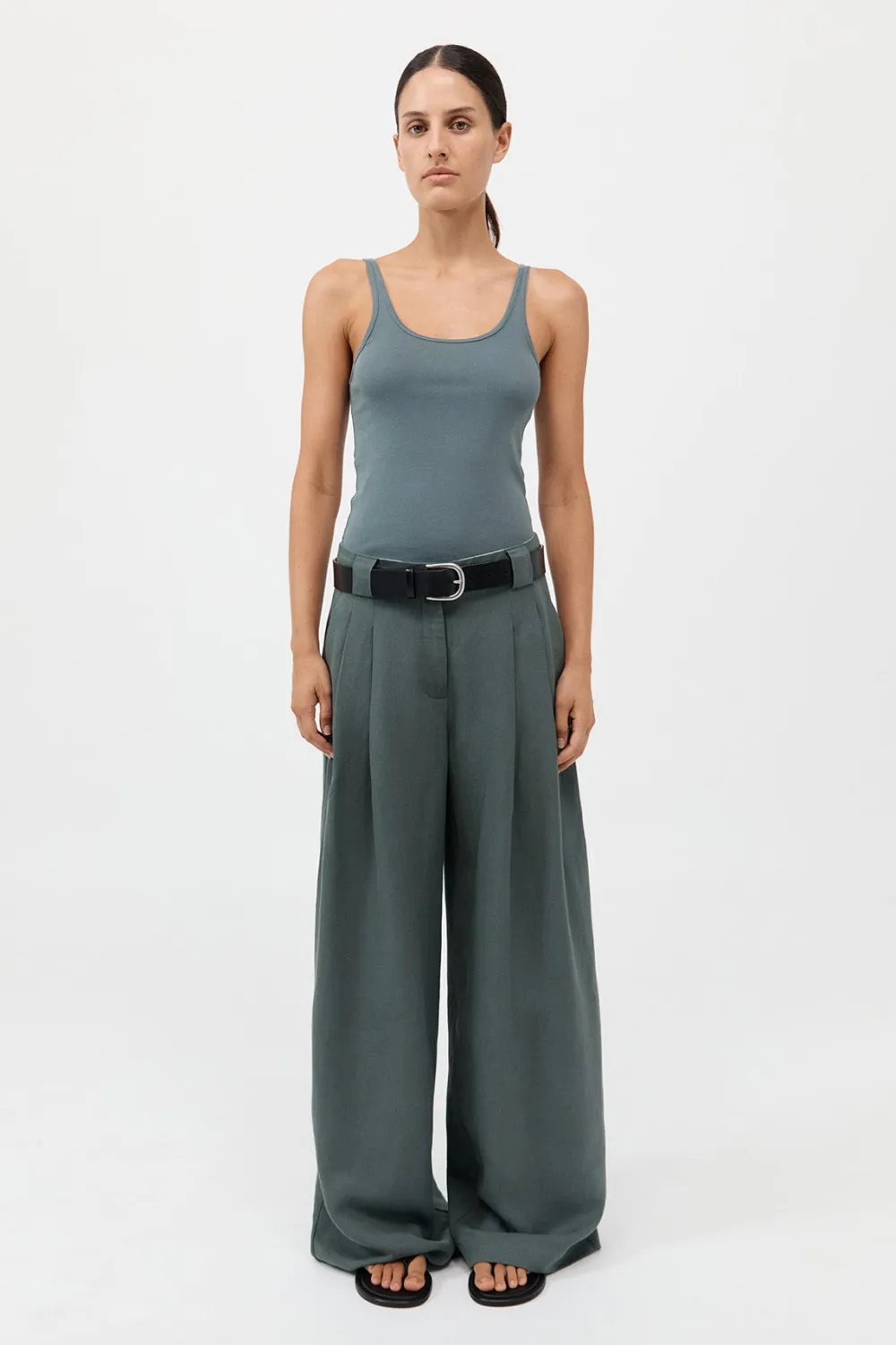 Wide Leg Pleat Pants -|St. Agni Store