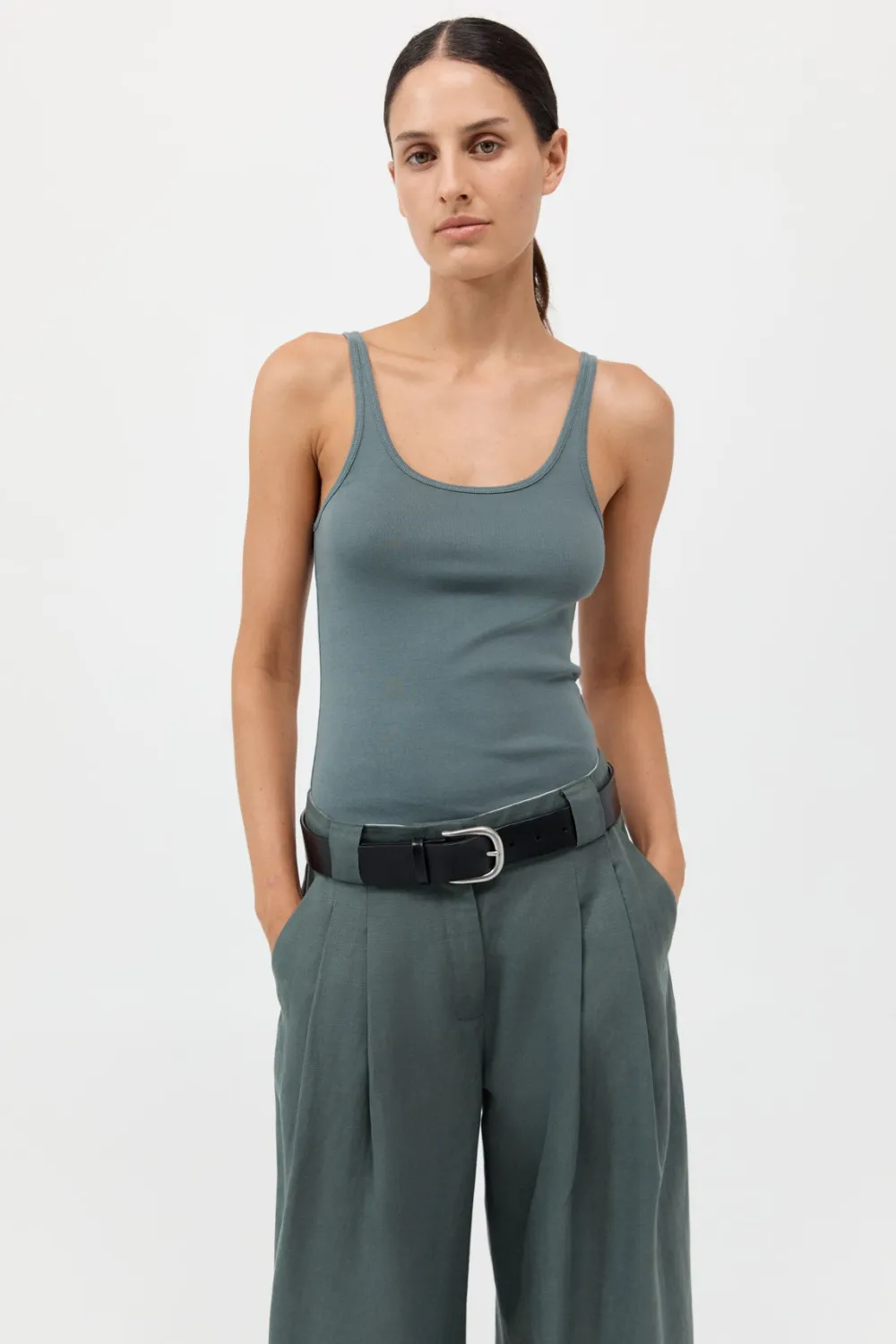 Wide Leg Pleat Pants -|St. Agni Store