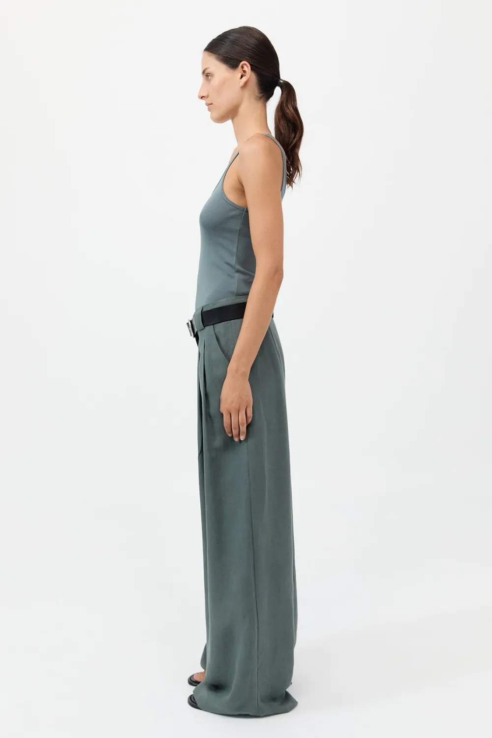 Wide Leg Pleat Pants -|St. Agni Store