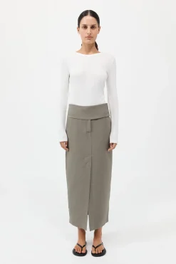 Wide Waistband Column Skirt -|St. Agni Outlet