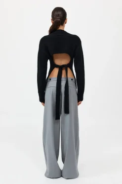 Wool Cashmere Blend Tie Back Jumper -|St. Agni Sale