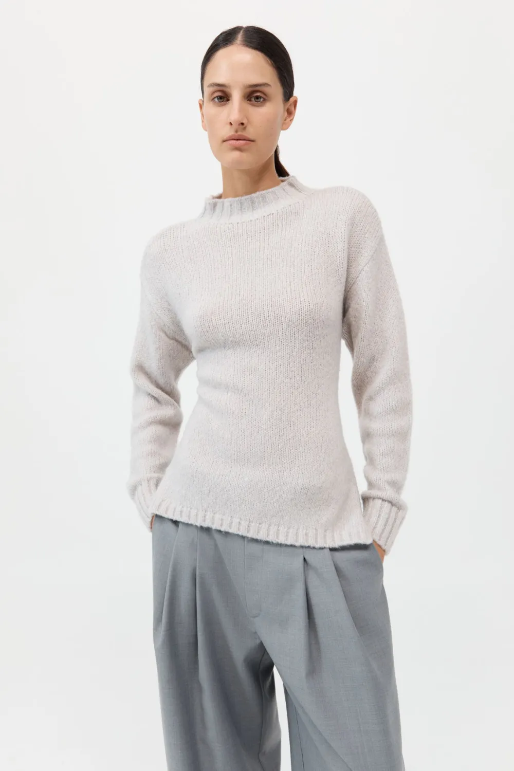 Wool Cashmere Blend Tie Back Jumper -|St. Agni Store