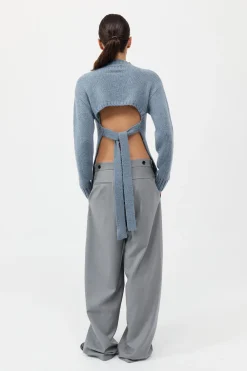 Wool Cashmere Blend Tie Back Jumper -|St. Agni New