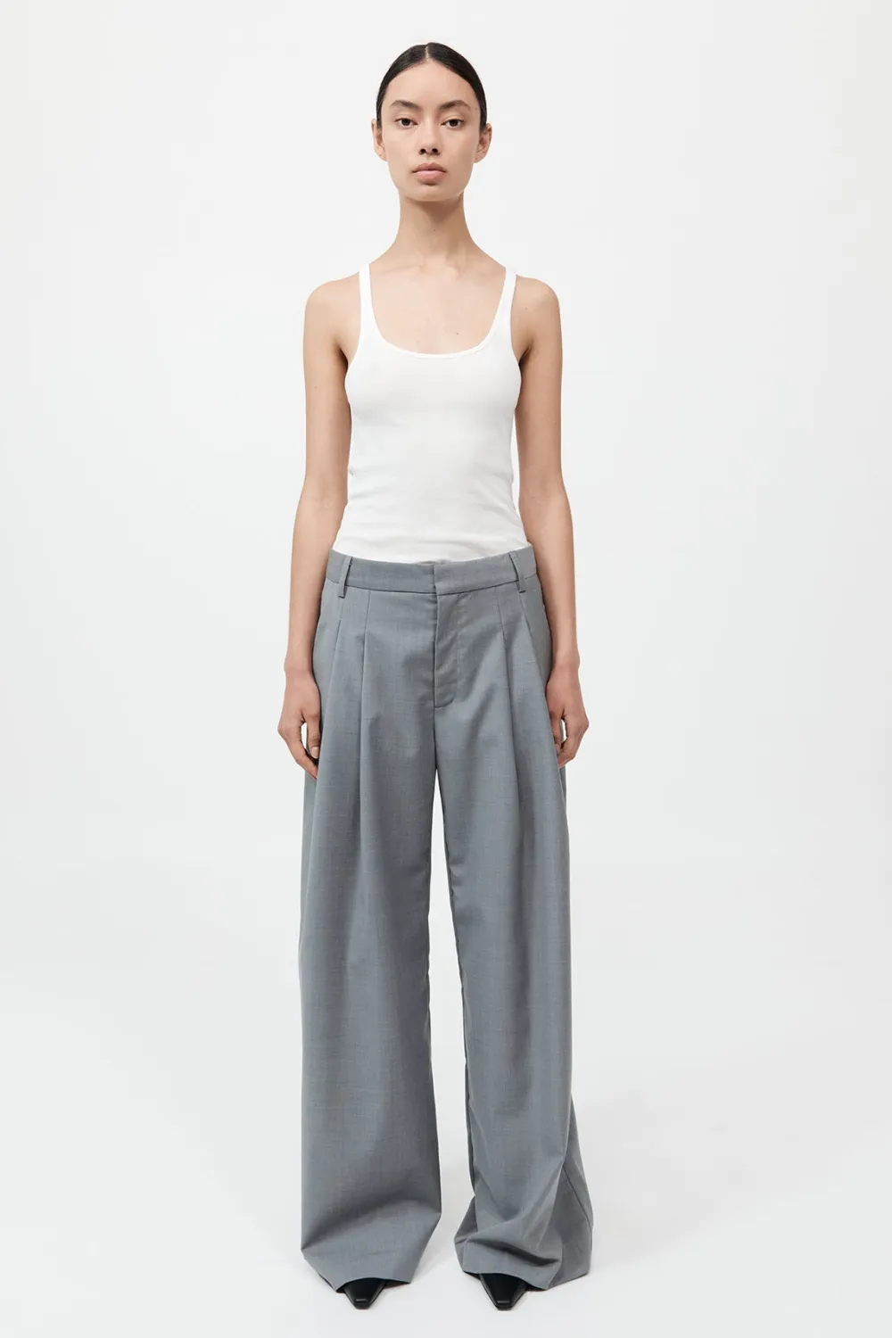 Wool Pleat Pants - Grey|St. Agni Cheap