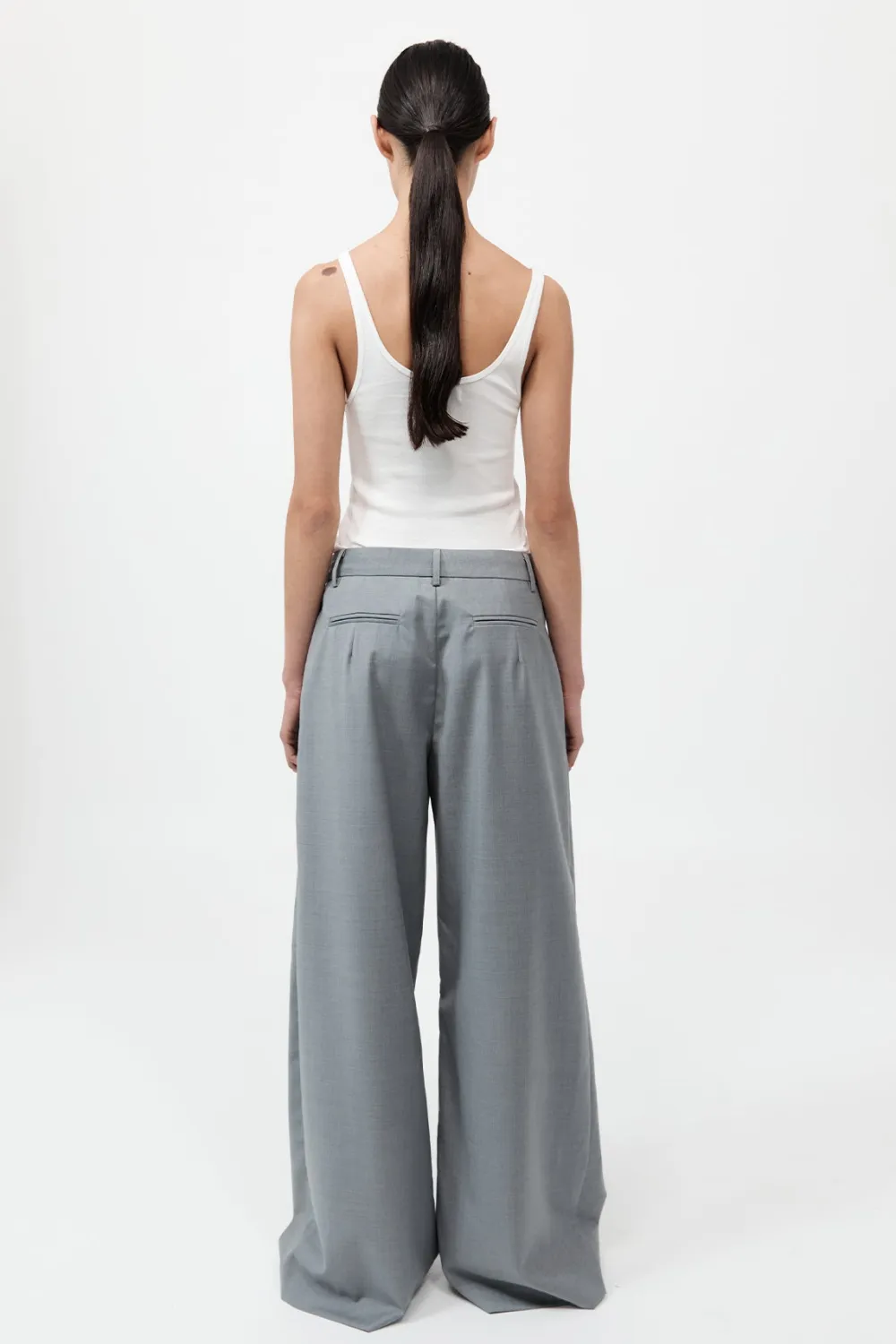 Wool Pleat Pants - Grey|St. Agni Cheap
