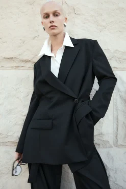 Wrap Blazer - Black|St. Agni Discount