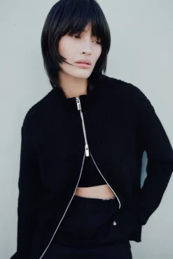Zip Detail Cardigan -|St. Agni Clearance