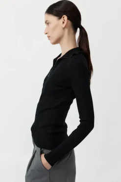 Zip Front Top - Black|St. Agni Flash Sale