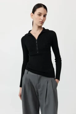 Zip Front Top - Black|St. Agni Flash Sale