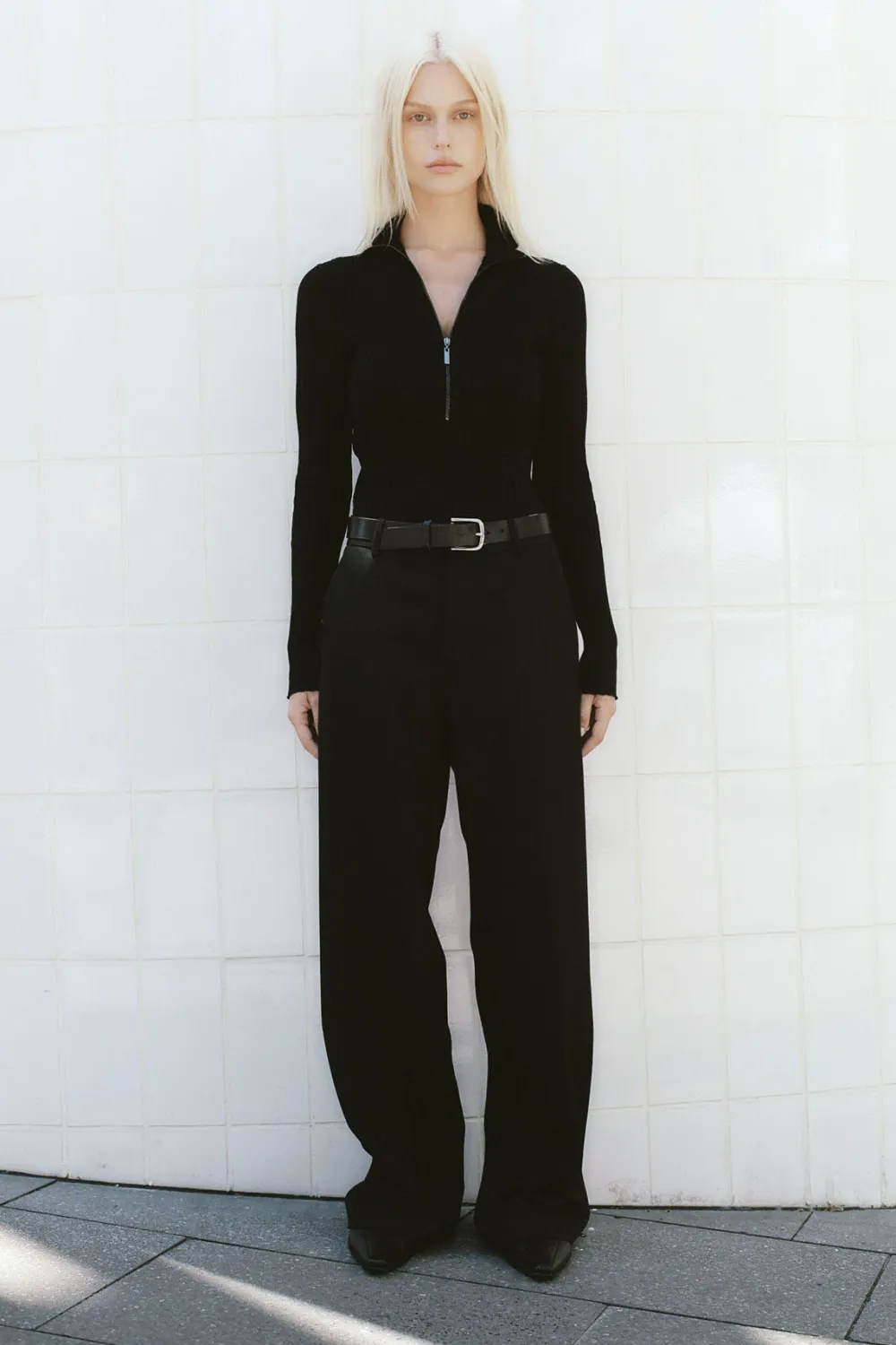 Zip Front Top - Black|St. Agni Flash Sale